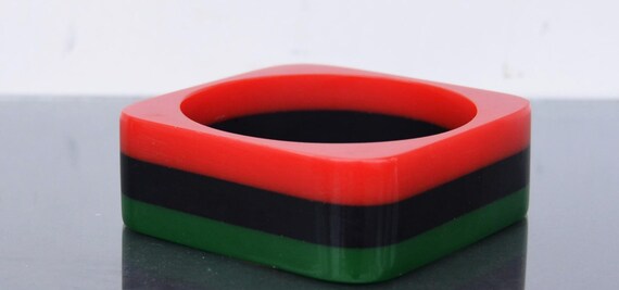 Mid Century Bakelite Bangle Square Cuff Bracelet … - image 2