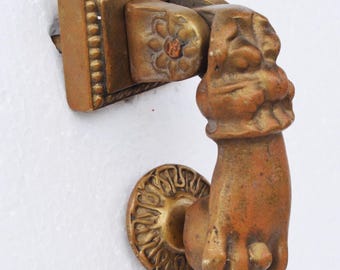 Aldaba de bronce fundido de finales del siglo XIX, Mano de Fátima - Completa