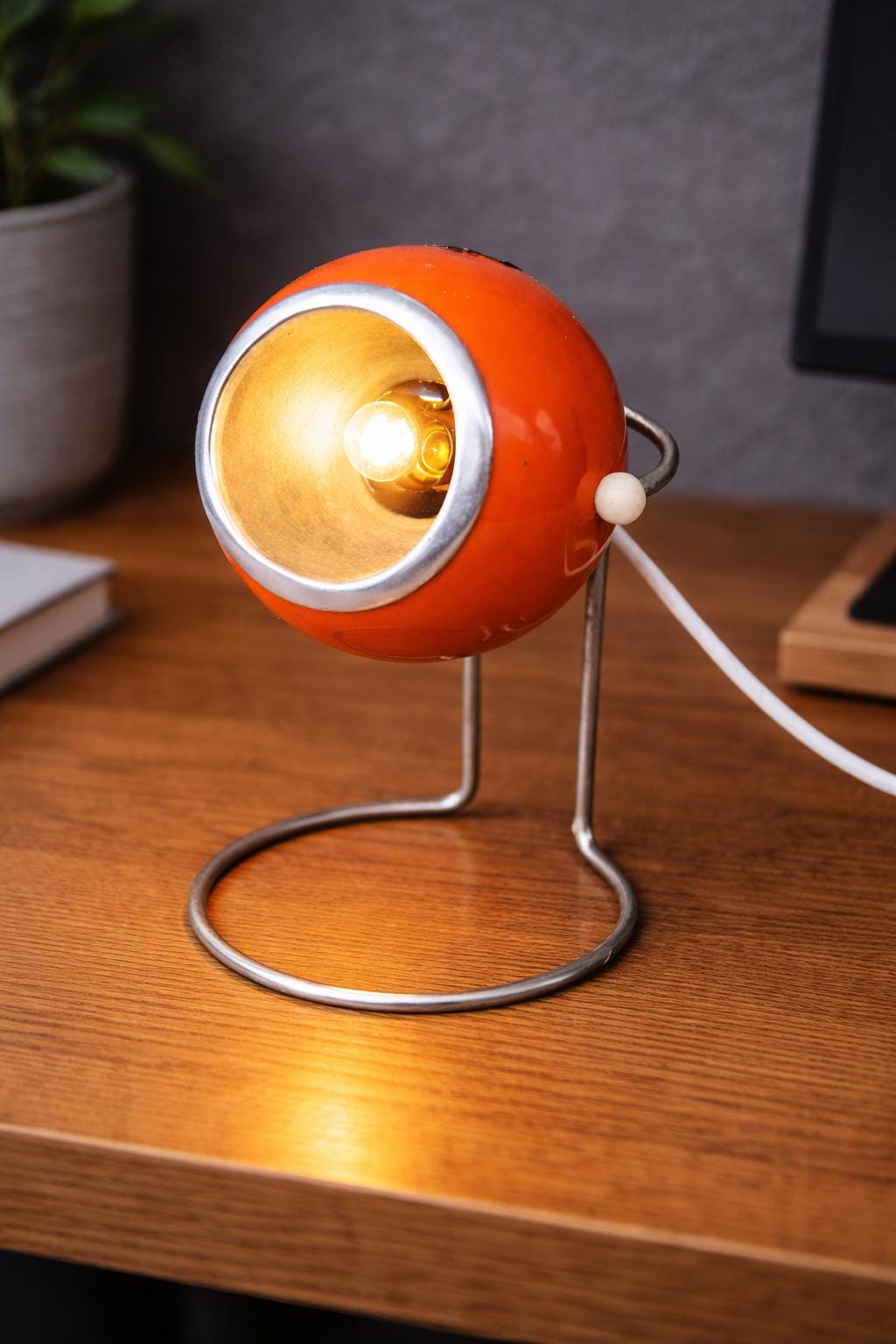 Mid Century Orange Lamp Ball Eye - Space Age - Etsy