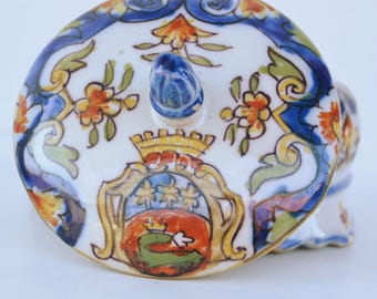 Vintage oude Franse Desvres Le Havre Faience Snuisterijdoos porseleinen pot circa 1900