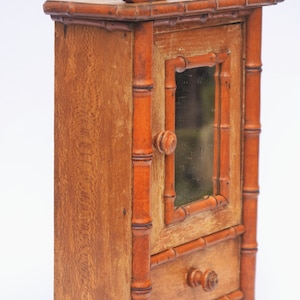 Folk Art Cabinet with Mirror for Dollhouse Miniature with Fake Bamboo  Medicine Chest Early 20th century