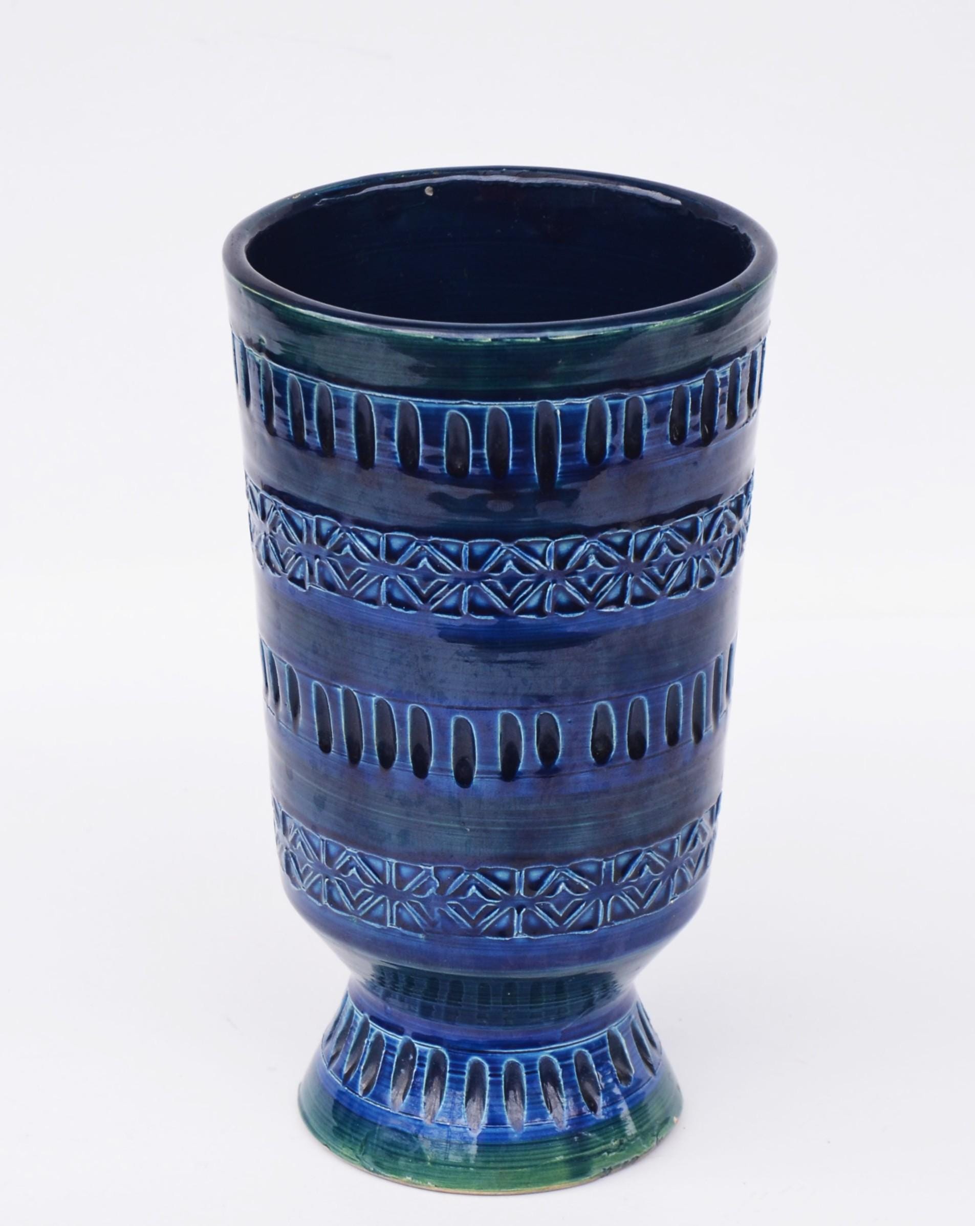 Mid Century Bitossi Aldo Londi Rimini Blue Ashtray Painted in Blu - Green