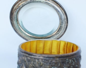 Portagioie antico francese in stile sbalzo con cristallo Art Déco