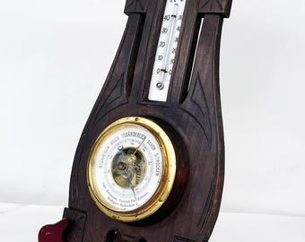 Art Nouveau Barometer And Thermometer Wall Hanging Made In Germany Stuttgart