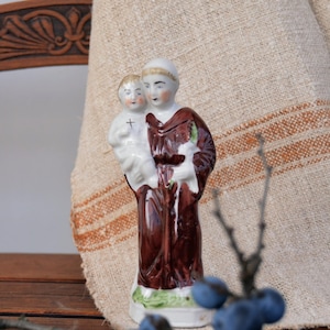 St. Anthony of Padua with baby Jesus Figurine Made Porcelain / Bisque  13,5 cm tall