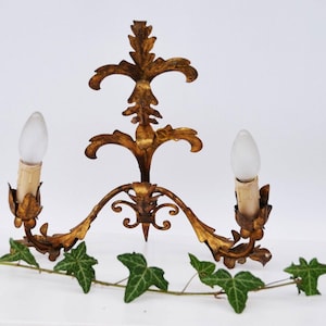Mid Century 2 Arm Gilded Wall Light Sconces Banci Firenze Italy