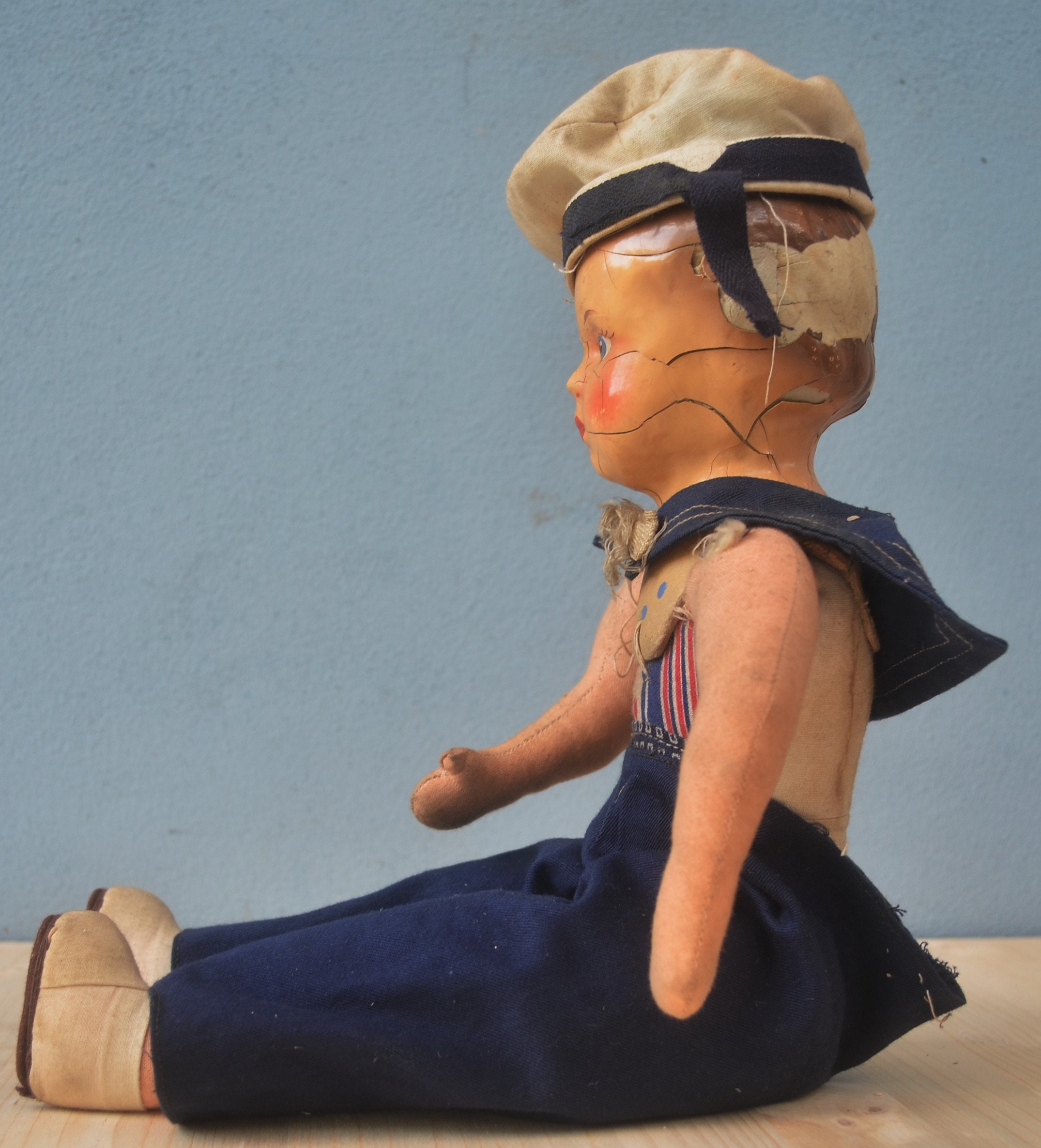 Antique Doll Made in Papier Mache Technique Sailor Etsy