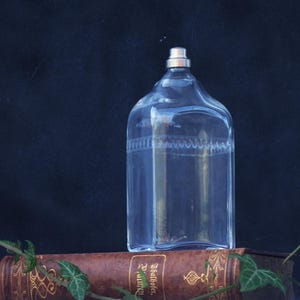 Early 1900 Liquor Glass Bottle, Engraved Decanter made in Innsbrückt Glass