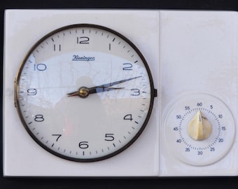 Mid Century White Kitchen Timer Wall Clock By Kieninger Germany