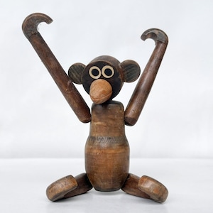 Wood Carved Monkey Figurine - Kay Bojesen Era