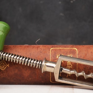 Mid Century Bottle Opener with green Wooden Handle