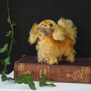 Cachorro de perro pequinés Steiff de juguete de mohair vintage