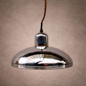 Bauhaus Industrial pendulum lamp with Chrome shade by Christian Dellfor Koranda type HL 122