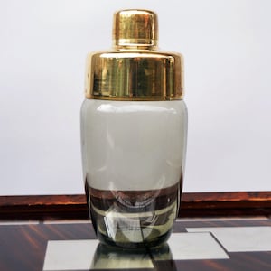 Vintage Mid Century Cocktail Mixer Golden Shaker Rauchglas