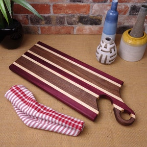 Pattern Charcuterie Board / Round Handle / Purpleheart Wood / Handmade Serving Board / Housewarming Gift
