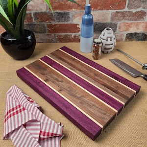 Small Zebra Wood, Wenge, Purple Heart, and Maple Cutting Board — The  Bearded Ginger Woodshop