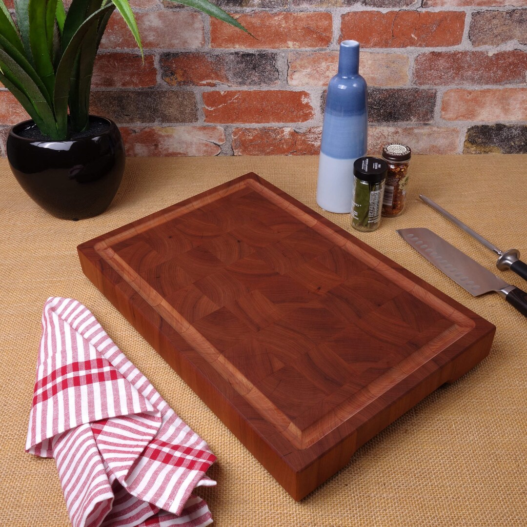 Cherry End Grain Cutting Board / Juice Groove / Handmade Etsy