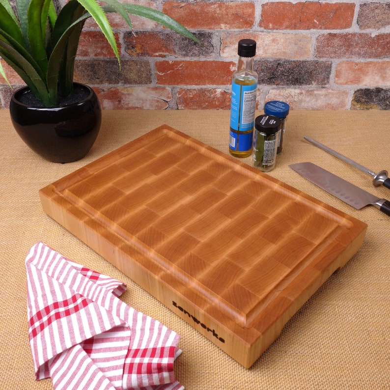 Maple End Grain Cutting Board / Juice Groove / Handmade Etsy