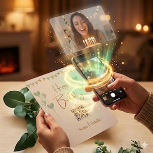 Geburtstags Geschenk mit QR Code – personalisierte Metallkarte mit digitaler Botschaft | Monvou