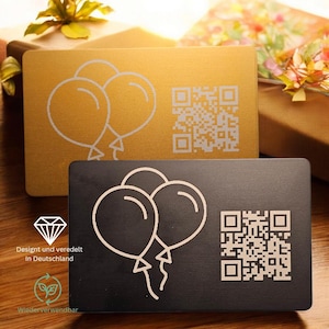 Metall-Grußkarte mit QR-Code | Personalisiert | Wiederverwendbar | Geschenkidee | individuelle digitale Nachricht | Ideal für Geburtstage