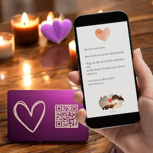 Edle Metall-Grußkarte mit QR-Code | Personalisierbar | Wiederverwendbar | Geschenkidee | individuelle Nachricht | Ideal liebevolle Anlässe