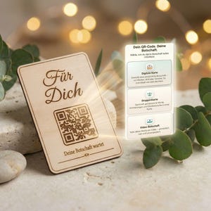 Holzkarte mit QR-Code „Für Dich“ – personalisierbare digitale Botschaft als Geschenk