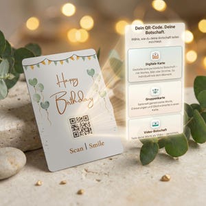 Geburtstagsgeschenk mit QR Code – personalisierte Metallkarte mit digitaler Botschaft