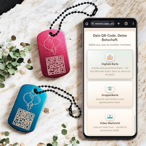 Metall-Anhänger mit QR-Code – persönliche digitale Botschaft aus Video, Audio, Text oder Link | Monvou®