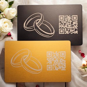 Metall Hochzeitskarte mit QR-Code | Edles Design mit Ringen für persönliche Glückwünsche