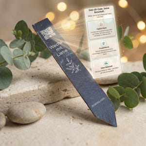 Schiefer Blumenstick mit QR-Code – personalisiertes Geschenk für Blumen | Monvou®