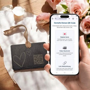 Schiefer Anhänger „Love“ 10x7 cm mit QR-Code – digitale Grüße graviert
