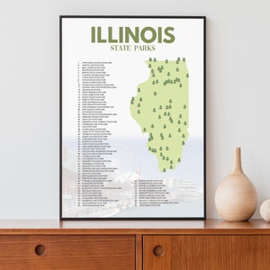 Liste der Illinois State Parks | illillium Kunst Camping Dekor | Falls Sie eine andere Farbe möchten 1960er Jahre Wohndekor | Wanderer Geschenk | Abenteuer Dekor