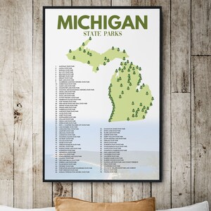 Liste der US-Michigan State Parks | Art Camping Dekor | USA Karte | Griffin Home Decor | Wanderer Geschenk | Abenteuer Dekor