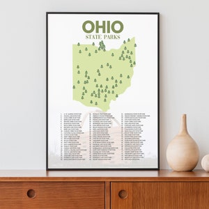 Liste der Ohio State Parks | Ohio Art Camping Dekor | Ohio Karte | Ohio Wohnkultur | Wanderer Geschenk | Abenteuer Dekor