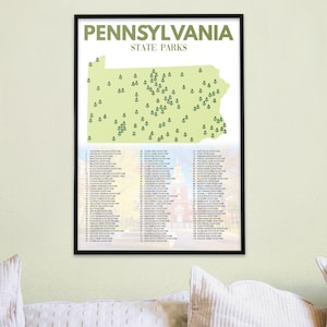 Liste der Pennsylvania State Parks | Pennsylvania Art Camping Dekor | Pennsylvania Stadtplan | Pennsylvania Wohnkultur | Wanderer Geschenk | Abenteuer Dekor