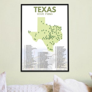 Liste der Texas State Parks | Texas Camping Dekor | Texas Karte | Texas Wohnkultur | Wanderer Geschenk | Abenteuer Dekor
