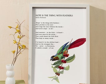 Hope Is The Thing With Feathers - Emily Dickinson | Premium Art Print | Home Decor | Wall Art | Poetry | Aesthetic | Vintage