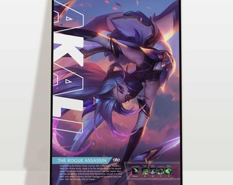 Akali | Custom League of Legends Poster | Personalize With Your Username | Gaming Gift | Gaming Art