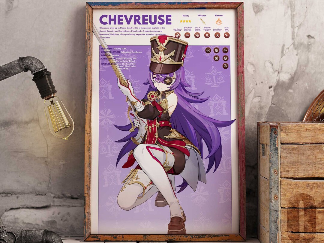 Chevreuse Sticker CHEVREUSE Genshin Impact Gaming Poster Anime Poster Gaming Print ...