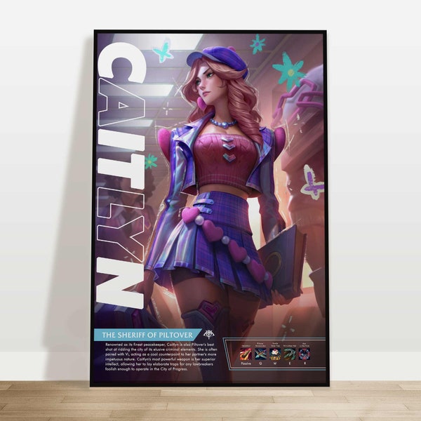 Caitlyn | Custom League of Legends Poster | Personalize With Your Username | Gaming Gift | Gaming Art