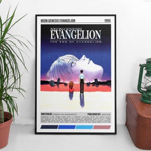 Neon Genesis Evangelion minimalistisches Anime Wandposter | Vintage 90er Jahre Manga Art Anime Wand Poster Jugendzimmer Deko | Fantasy Anime Lovers Geschenke