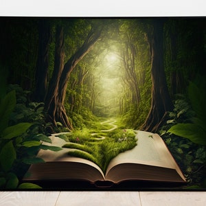 Der verzauberte Foliant | Zauberhafte Welt Wandkunst | Wald Fantasy Wanddeko | Wohnzimmer Wandkunst | Mystery Of Forest Poster Druck
