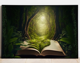 The Enchanted Tome | Magic World Wall Art | Forest Fantasy Wall Décor | Living Room Wall Art | Mystery Of Forest Poster Print