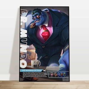 Dr.Mundo | Aangepaste League of Legends-poster | Personaliseer met je gebruikersnaam | Gamingcadeau | Gamingkunst
