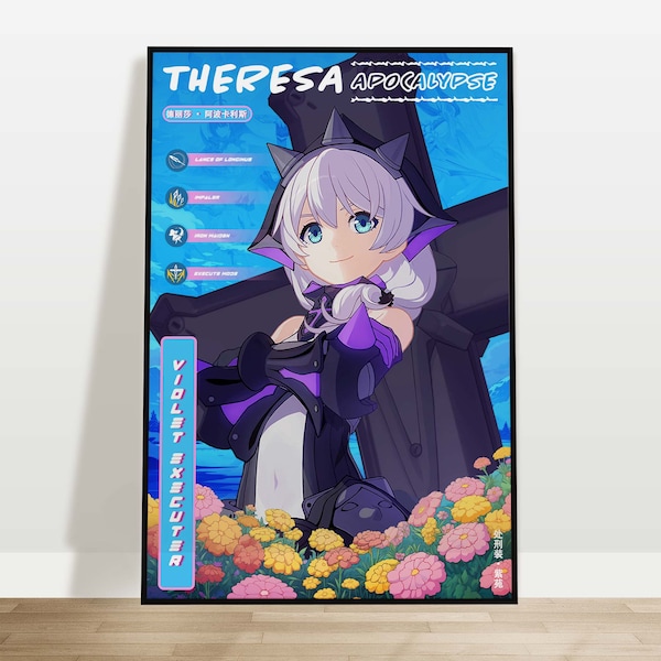 Theresa Apocalypse Violet Exekuter Honkai Impact 3rd Anime Art Print Poster | Ästhetische Spielzimmer Dekor Wandkunst | Gamer Boys Girls