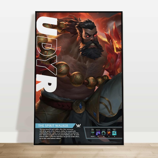 Udyr | Custom League of Legends Poster | Personalize With Your Username | Gaming Gift | Gaming Art