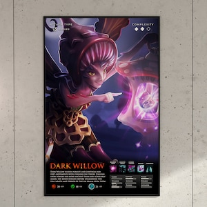 Dark Willow Dota Spiel Anime Kunstdruck Poster | Ästhetisches Spielzimmer Dekor Wandkunst | Gamer Jungen Mädchen Geburtstag Housewarming Jubiläum Geschenk