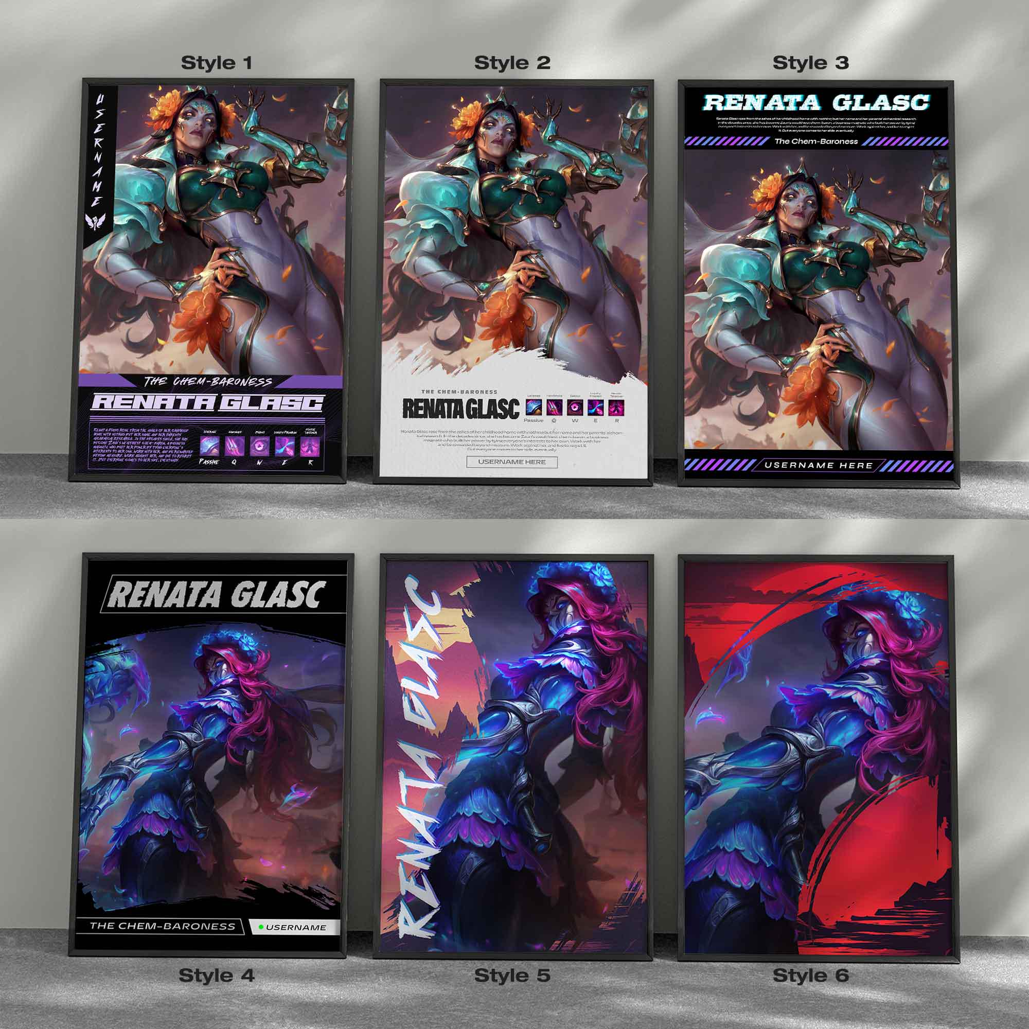 Renata Glasc Custom LOL Poster Wall Art | Add Username | Perfect Gamer Gift | Collectible | Gaming Room Decor | Video Game Poster Fan Art