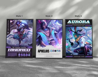 Custom League of Legends Poster | Version 3 | Any Champion & Skin - Ezreal, Ahri, Draven, Kai&#39;sa | Personalize With Your Username