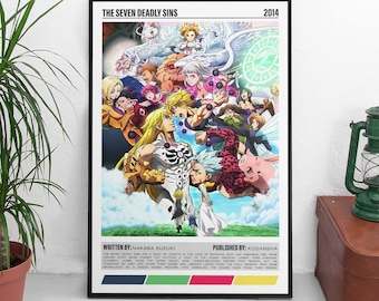 Seven Deadly Sins Minimalist Anime Wall Art Print Poster | Anime TV Series Poster | Japanese Manga Art Wall Decor | Anime Manga Lover Gifts